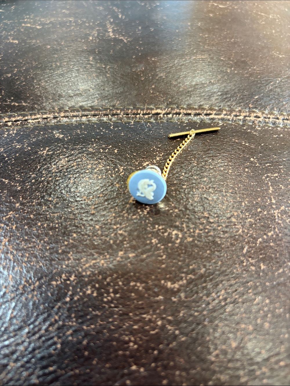 Blue Wedgwood-Style Cameo Tie Tack
